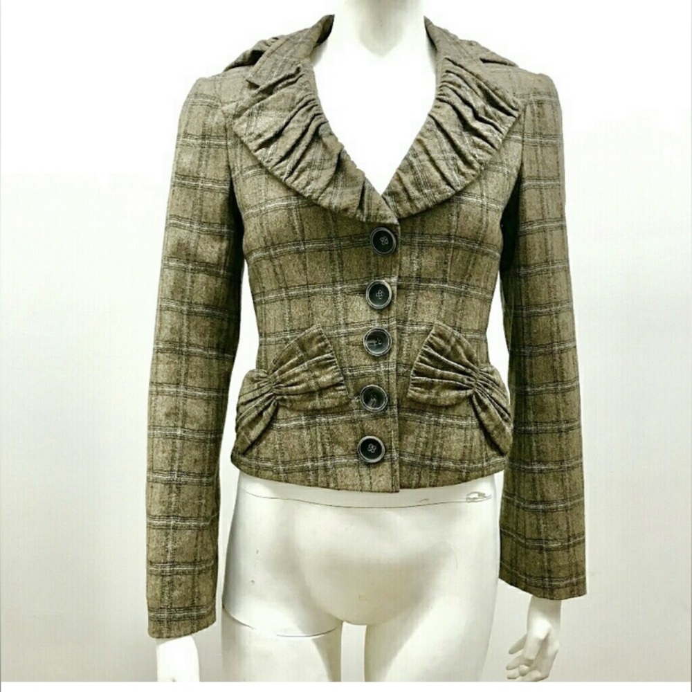 Nanette Lepore Plaid Bow Blazer